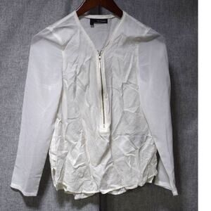 The Kooples Ivory Zip Front Silk Blend Blouse Women’s Size S
